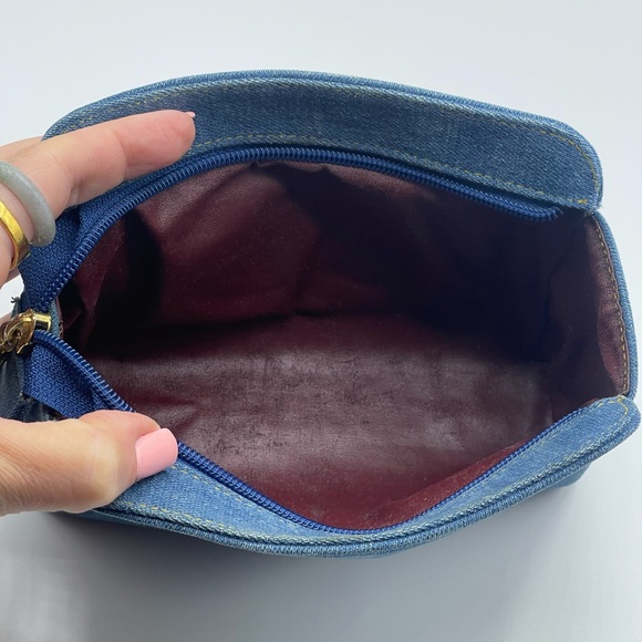 Chanel Denim Jean CC Logo Coco Vanity Makeup Cosmetic Case Pouch Vintage Bag - Picture 10 of 16